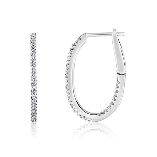 Sterling Silver and CZ Inside/Outside Oval Hoops